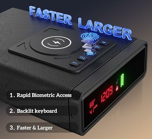 Biometric safe with keypad and digital display