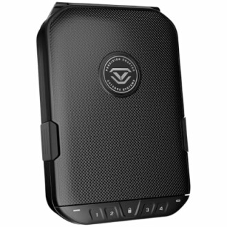 Black secure case with combination lock.