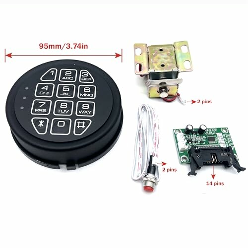 Digital lock kit with keypad, locking mechanism, and wiring.