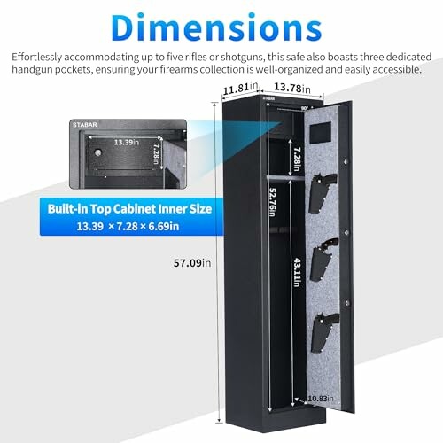 Gun safe dimensions and storage features