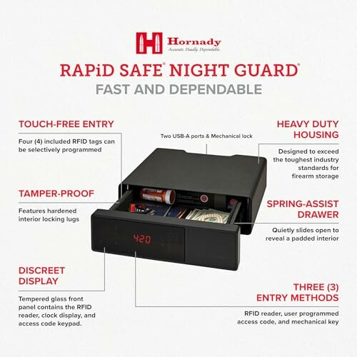 Hornady RAPiD Safe Night Guard with touch-free entry and discreet display.