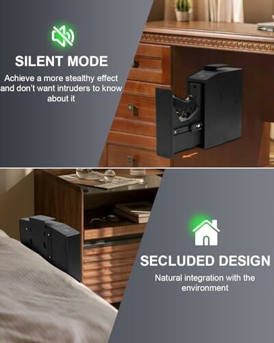 Gun safe in silent mode and secluded design integrated with furniture.